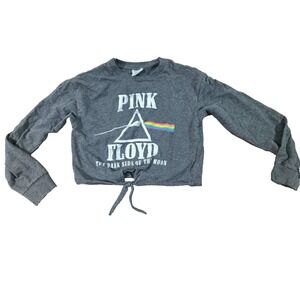 Pink Floyd Dark Side of Moon Cropped Front Tie Long Sleeve Shirt Women's XS